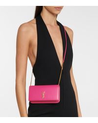 Saint Laurent Leather Iphone Crossbody Bag - Pink