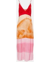 Stella McCartney - Midikleid Aus Seide Mit Pailletten - Lyst
