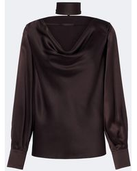 Max Mara - Elegante Scarf-Detail Silk Satin Blouse - Lyst