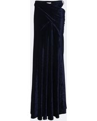 Rabanne - Draped Embellished Velvet Maxi Skirt - Lyst