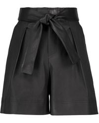 Stouls Exclusive To Mytheresa – Eloise Leather Paperbag Shorts - Black