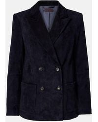 Stouls - Suede Double-Breasted Blazer - Lyst