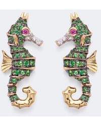 Yvonne Léon - Hippocampe 18Kt Earrings With Gemstones - Lyst