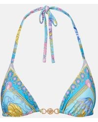 Versace - Medusa Printed Triangle Bikini Top - Lyst