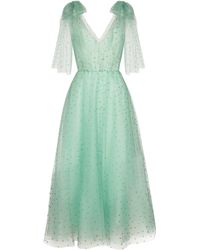 Monique Lhuillier Embellished Tulle Midi Dress - Green