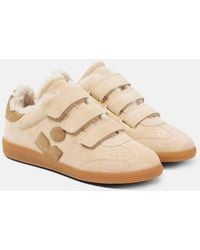 Isabel Marant - Beth Shearling-Trimmed Leather Sneakers - Lyst