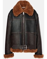 Stella McCartney - Faux Shearling-Trimmed Biker Jacket - Lyst