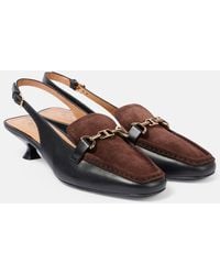 Tod's - Slingback-Pumps 35 Aus Leder Und Veloursleder - Lyst