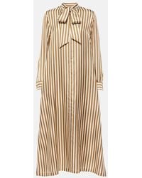 Max Mara - Faesite Striped Silk Twill Maxi Dress - Lyst