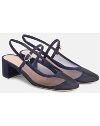 Gianvito Rossi - Slingback-Pumps Aus Mesh Mit Veloursleder - Lyst