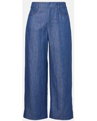 Max Mara - Pantalones Anchos Dante En Sarga De Algodon Y Lino - Lyst