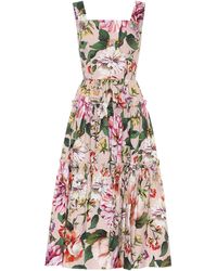 Dolce & Gabbana Vestido midi de algodón floral - Multicolor
