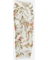 Erdem - Floral Cotton Voile Beach Cover-up - Lyst