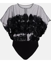 Norma Kamali - Body Semitransparente Con Aplique Floral - Lyst