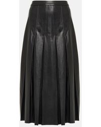 Veronica Beard - Herson Pleated Faux Leather Midi Skirt - Lyst