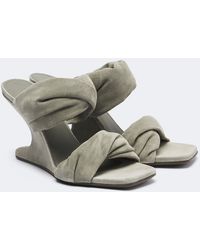 Rick Owens - Twisted Cantilever Suede Wedge Mules - Lyst