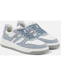 Hogan - H630 Denim-trimmed Leather Sneakers - Lyst