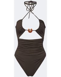 Magda Butrym - Ruched Halterneck Swimsuit - Lyst