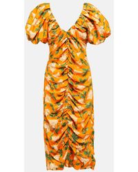 Agua Bendita - Floral-print Ruched Dress - Lyst