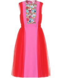 Delpozo Crêpe And Tulle Dress - Pink