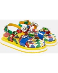 Dolce & Gabbana - Day Love Embellished Leather Sandals - Lyst