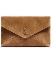 Saint Laurent - Cassandre Large Suede Clutch - Lyst