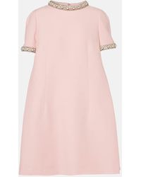 Valentino - Crepe Couture Embroidered Minidress - Lyst