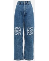 Loewe - Anagram Appliquéd High-Rise Wide-Leg Jeans - Lyst