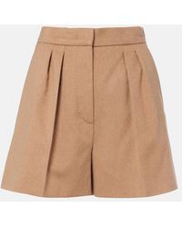 Max Mara - Pleated Camel Hair Shorts - Lyst