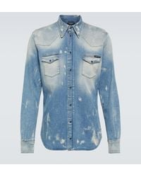Dolce & Gabbana - Camisa en denim desgastado - Lyst