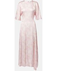 Ganni - Floral Satin Maxi Dress - Lyst