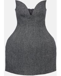 Self-Portrait - Herringbone Wool-Blend Bustier Dress - Lyst