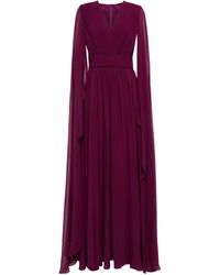 Elie Saab Pleated Silk Gown - Purple