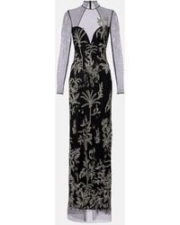 Costarellos - Robe Longue Marcella En Tulle A Perles - Lyst