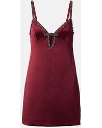 Self-Portrait - Minikleid Aus Satin Mit Kristallen - Lyst