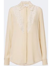 Fendi - Lace-Trimmed Silk Georgette Shirt - Lyst