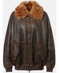 Brunello Cucinelli - Monili Shearling-Trimmed Leather Blouson Jacket - Lyst