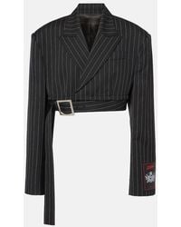 Jean Paul Gaultier - Pinstripe Cropped Wool Blazer - Lyst