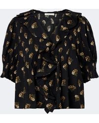 Doen - Henri Floral Ruffled Cotton-Blend Blouse - Lyst