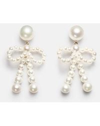 Sophie Bille Brahe - Bow 14Kt Drop Earrings With Freshwater Pearls - Lyst