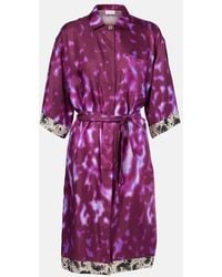 Dries Van Noten - Belted Printed Silk Shirt Dress - Lyst