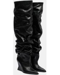 Balmain - 95 Leather Wedge Over-The-Knee Boots - Lyst