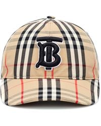 Burberry Tb Vintage Check Cotton Baseball Cap - Natural