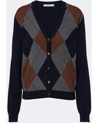 Prada - Argyle Cashmere Cardigan - Lyst