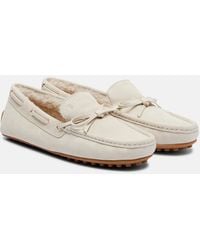 Tod's - Gommino Shearling-Lined Suede Boat Shoes - Lyst