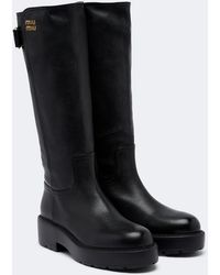 Miu Miu - Leather Knee-High Boots - Lyst