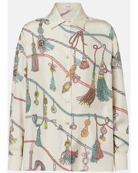 Versace - Camisa De Sarga De Seda Estampada - Lyst