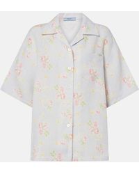 Prada - Camisa De Lino Floral - Lyst