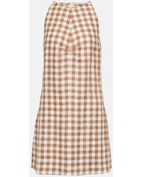 Asceno - Antigua Checked Linen Mini Dress - Lyst