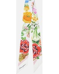 Dolce & Gabbana - Foulard En Soie A Fleurs - Lyst